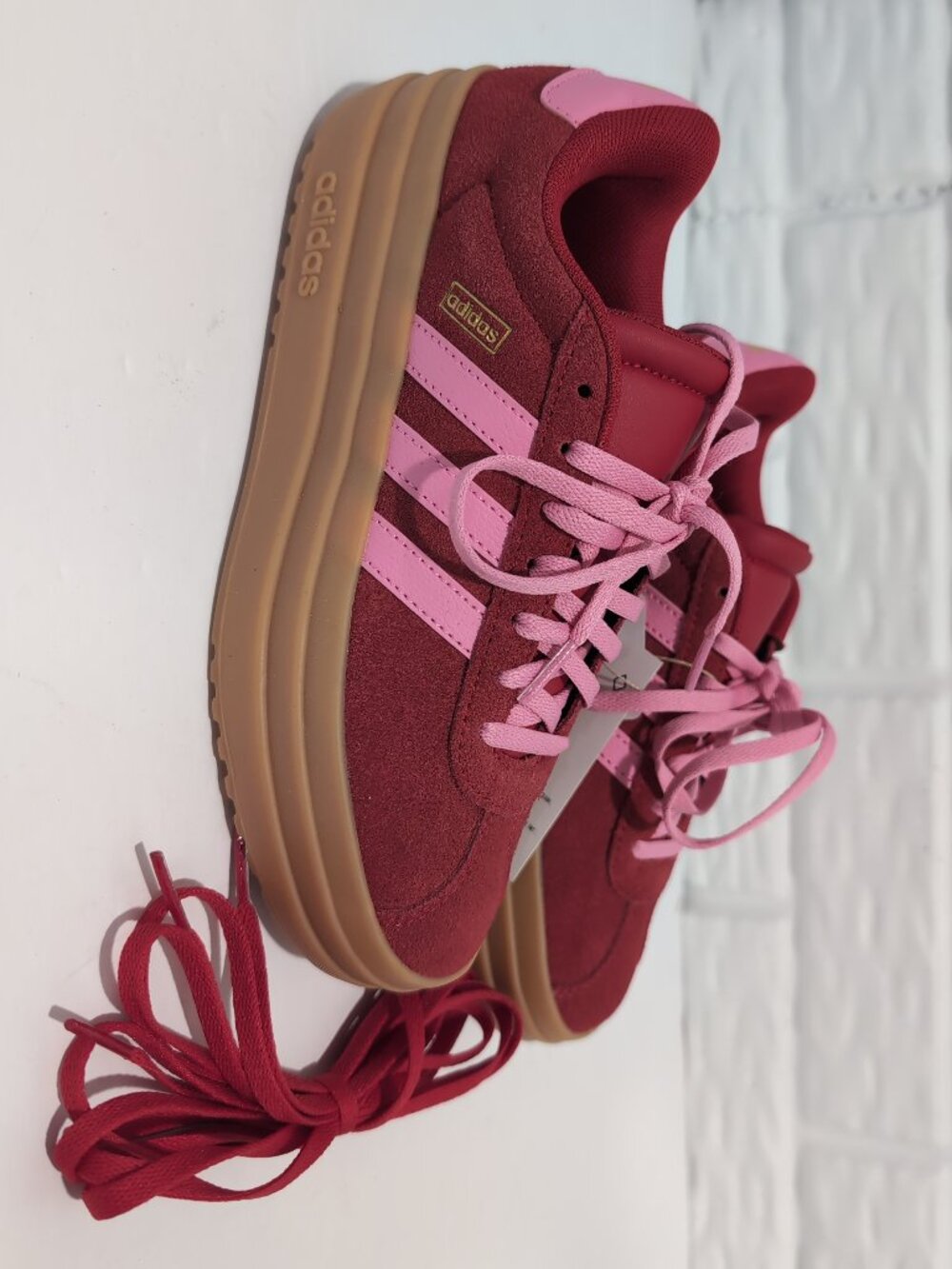 Adidas Kids Sneakers in Red and Pink with Gum Sole